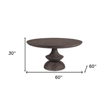 Round Charcoal Gray Solid Wood Table Top And Base Dining Table 60