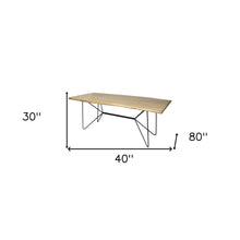 84X40 Rectangular Blonde Live Edge Sold Wood Top With Black Metal Base Dining Table