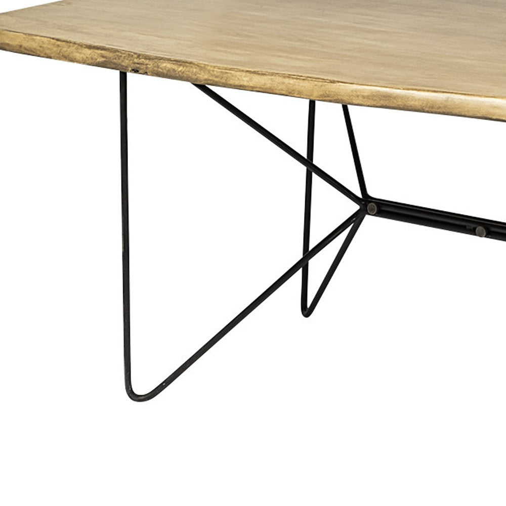 84X40 Rectangular Blonde Live Edge Sold Wood Top With Black Metal Base Dining Table