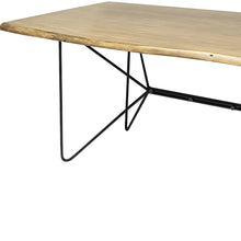 84X40 Rectangular Blonde Live Edge Sold Wood Top With Black Metal Base Dining Table