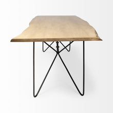 84X40 Rectangular Blonde Live Edge Sold Wood Top With Black Metal Base Dining Table