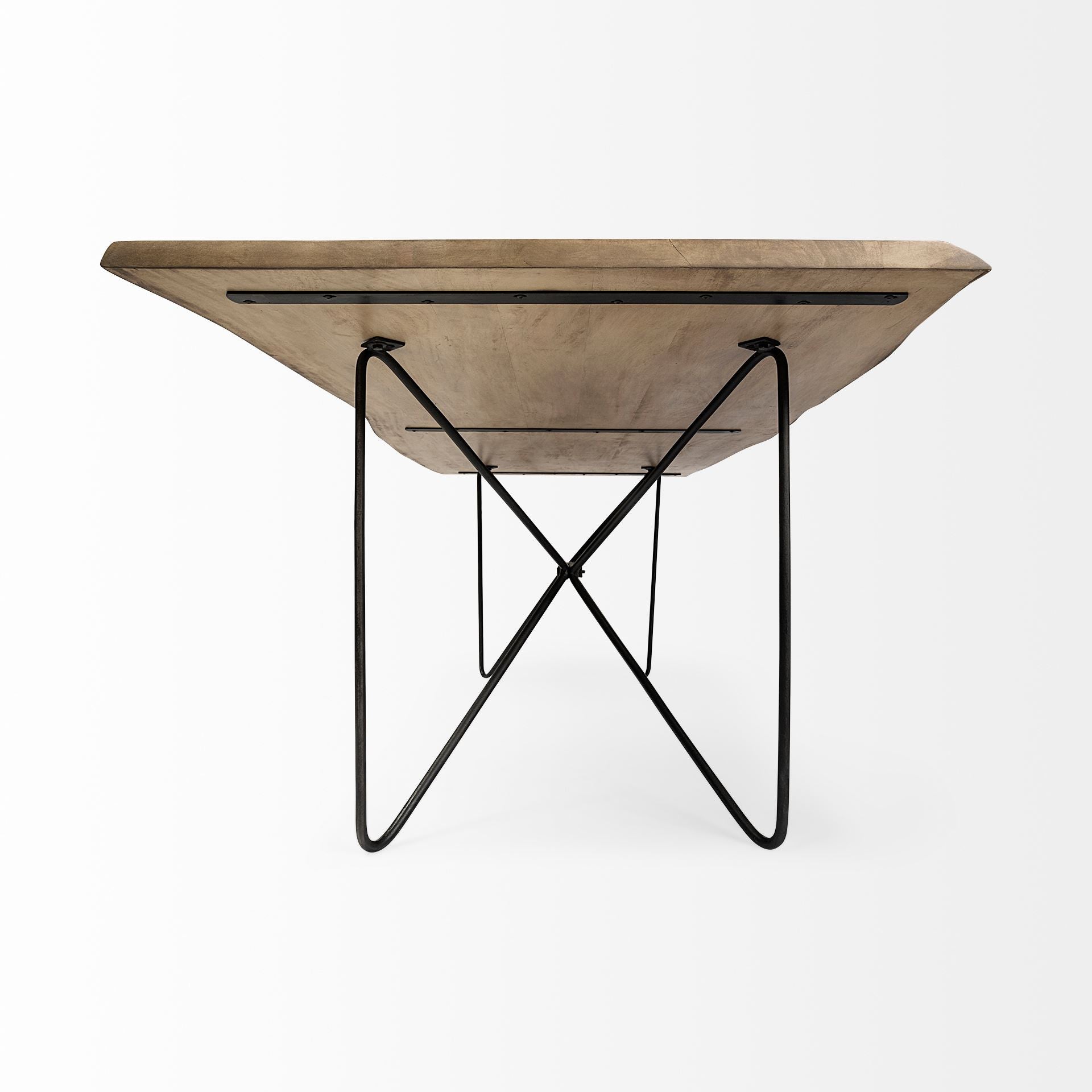 84X40 Rectangular Blonde Live Edge Sold Wood Top With Black Metal Base Dining Table