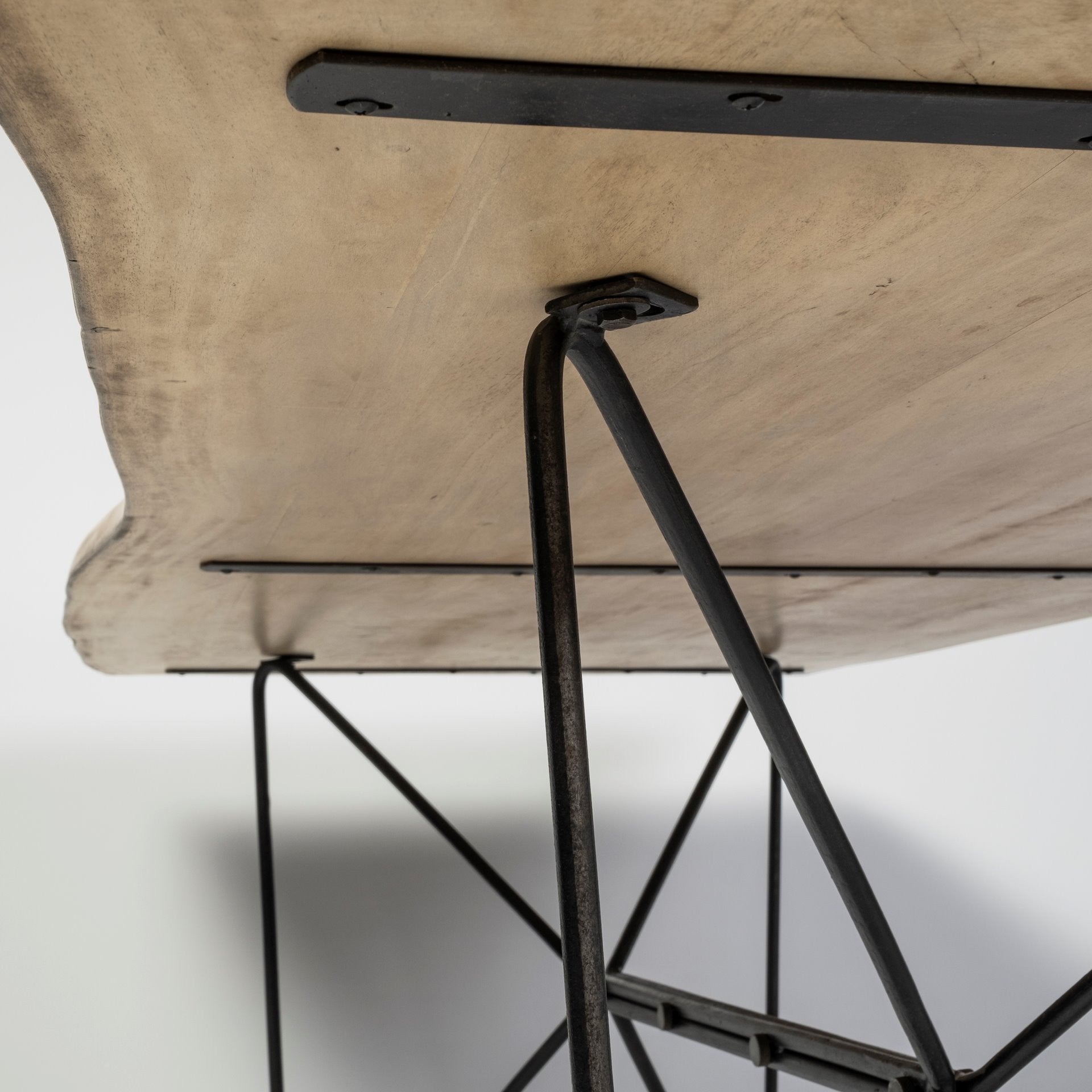 84X40 Rectangular Blonde Live Edge Sold Wood Top With Black Metal Base Dining Table