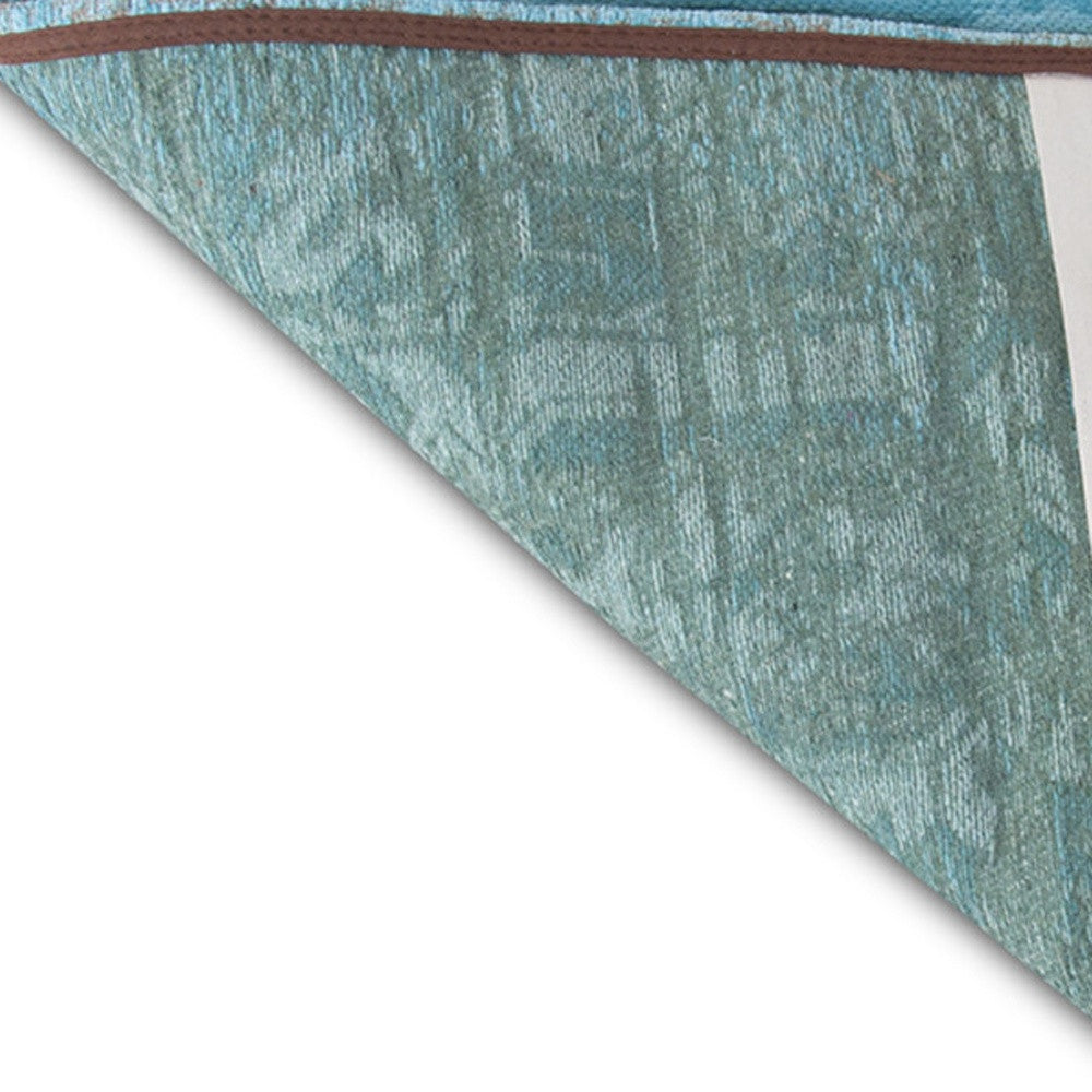 2.5' X 5' Azur Light Blue Dark Blue And Red Patchwork Design Area Rug