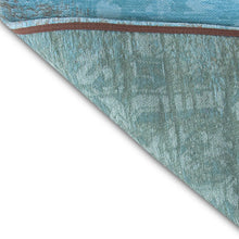 2.5' X 5' Azur Light Blue Dark Blue And Red Patchwork Design Area Rug