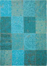2.5' X 5' Azur Light Blue Dark Blue And Red Patchwork Design Area Rug