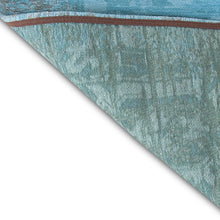 2.5' X 5' Azur Light Blue Dark Blue And Red Patchwork Design Area Rug