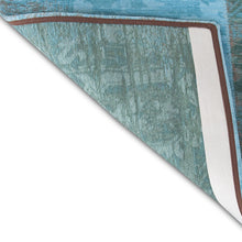 2.5' X 5' Azur Light Blue Dark Blue And Red Patchwork Design Area Rug