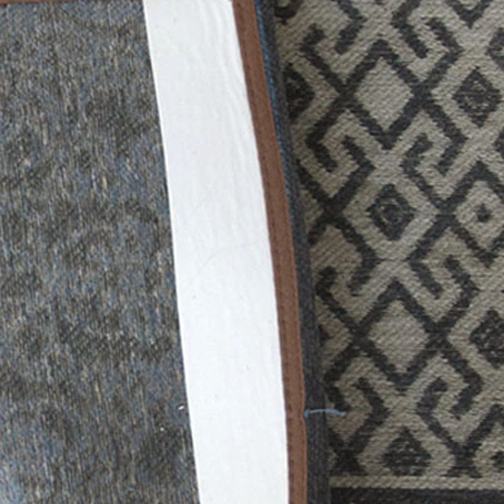 2.5' X 5' Blue Grey And Brown Patchwork Design Area Rug