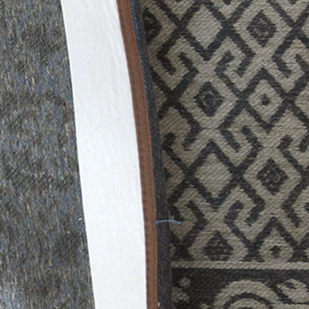 2.5' X 5' Blue Grey And Brown Patchwork Design Area Rug