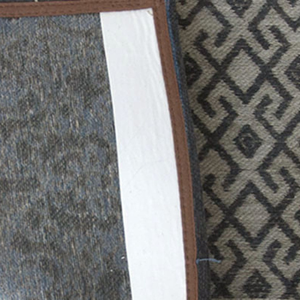 2.5' X 5' Blue Grey And Brown Patchwork Design Area Rug