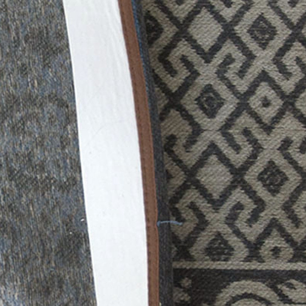 2.5' X 5' Blue Grey And Brown Patchwork Design Area Rug