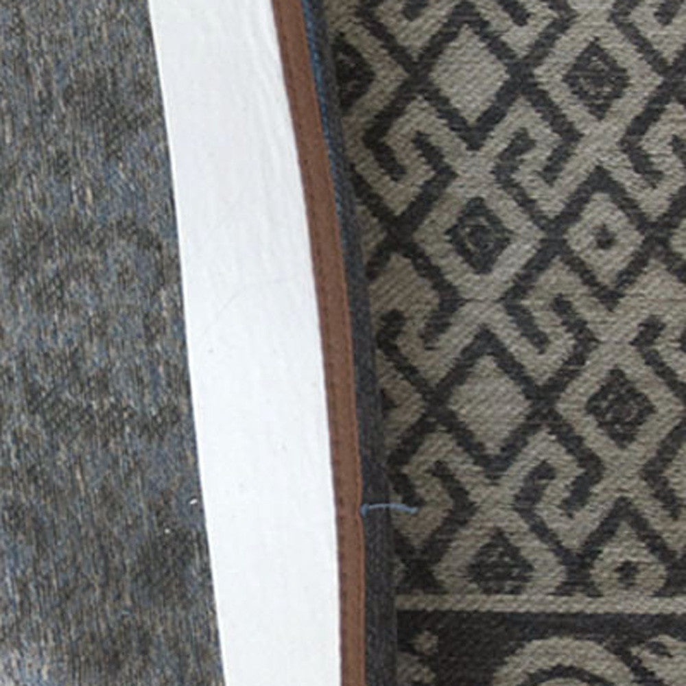 2.5' X 5' Blue Grey And Brown Patchwork Design Area Rug