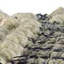 Puf Cuadrado Denim Azul Y Marfil Con Cosido De Algodón