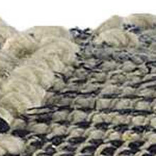 Puf Cuadrado Denim Azul Y Marfil Con Cosido De Algodón