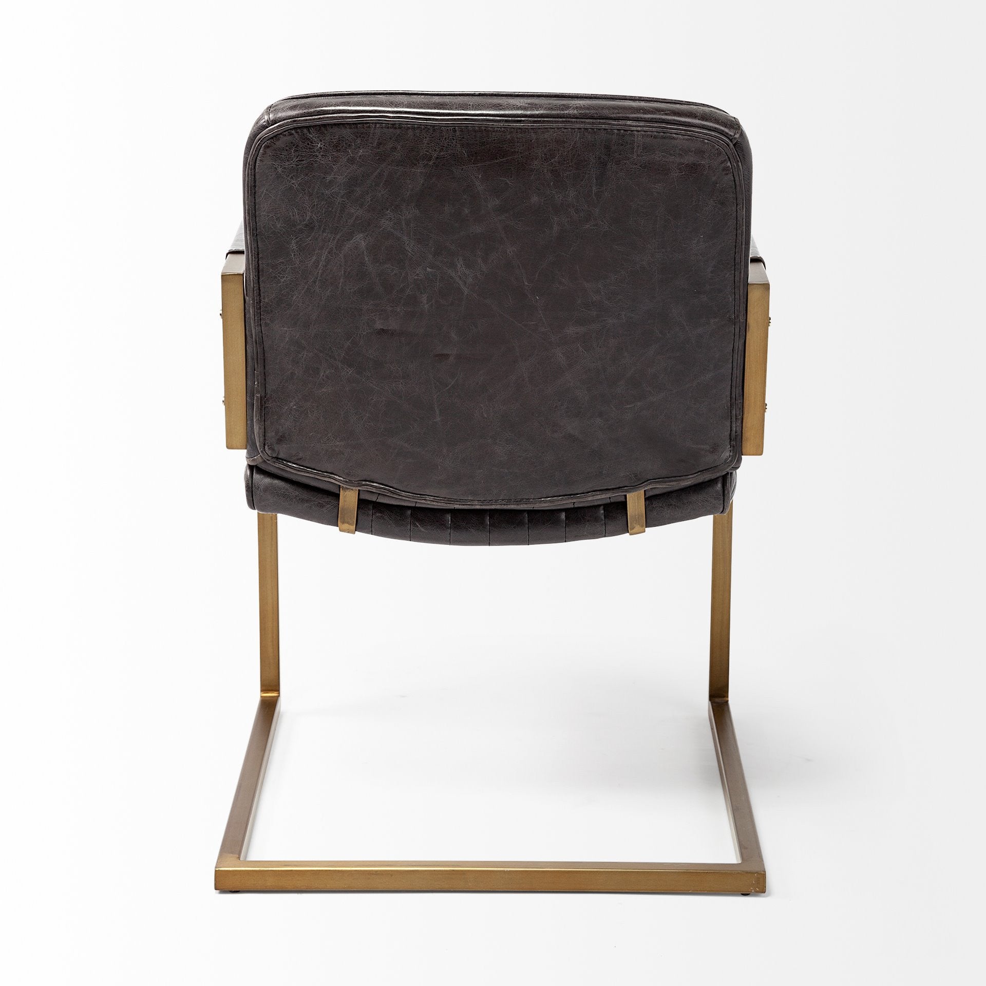 黑色皮革座椅裝飾椅子帶黃銅框架