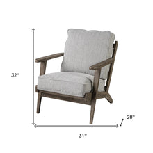 Frost Grey Fabric Wrapped Honey Wooden Frame Accent Chair