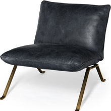 Black Leather Cushion Seat Accent Chair With Solid Iron Base