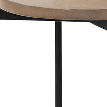 Medium Brown Wood Round Top Side Tables With Marble Nesting