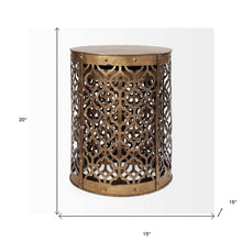 Set Of 2 Cylindrical Gold Metal Accent Tables