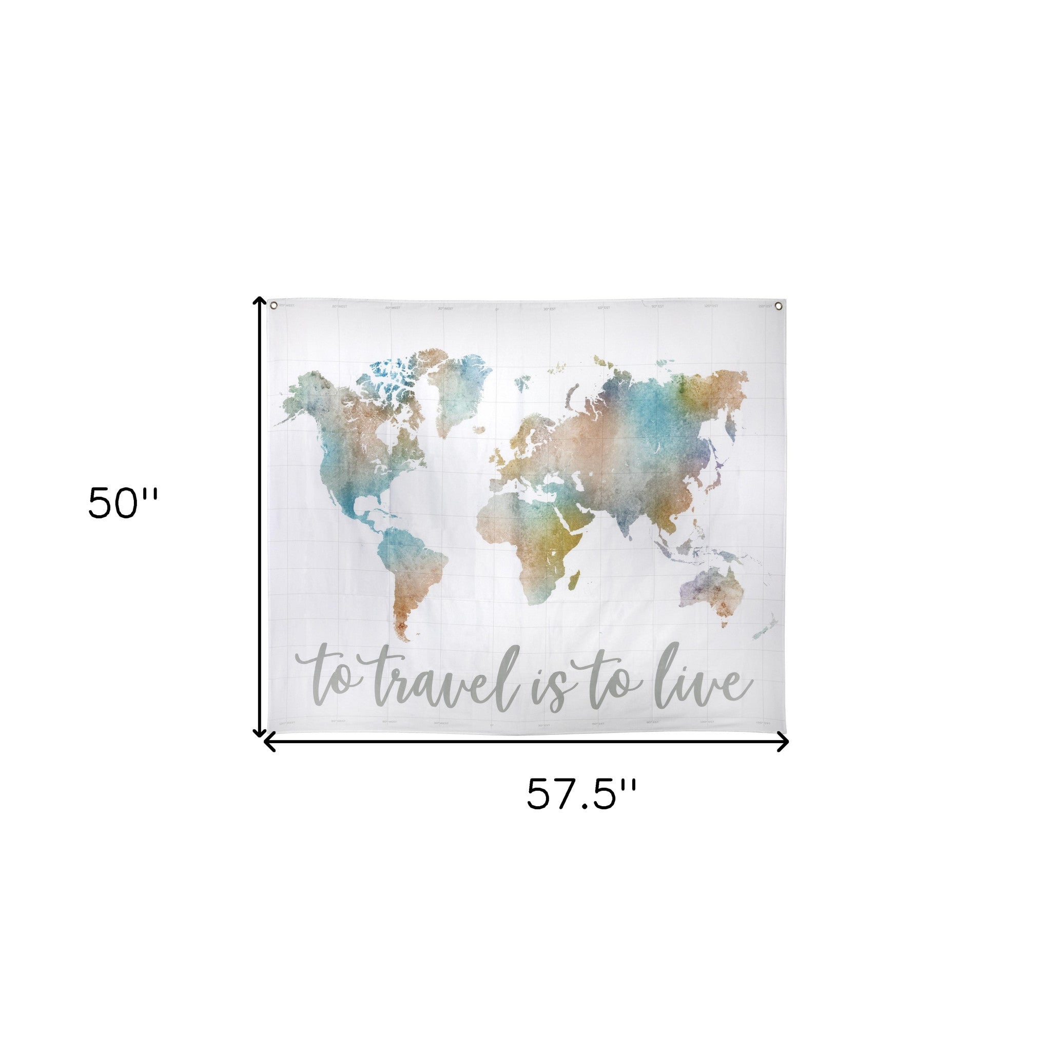 To Travel Is To Live Map Hanging Wall Tapestry