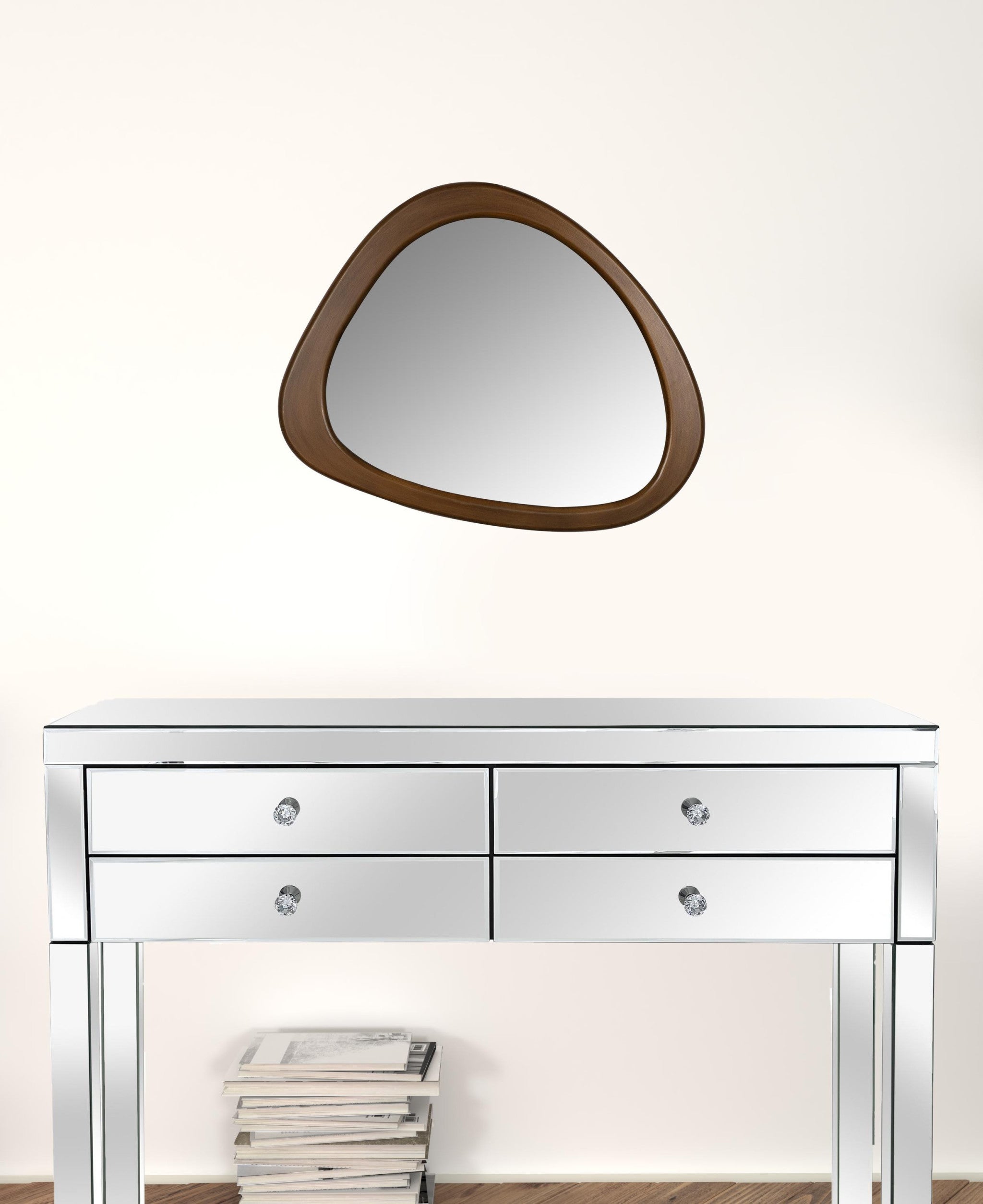 Asymmetrical Wooden Wall Mirror