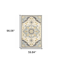3'X8' Blue And Ivory Bohemian Runner Rug