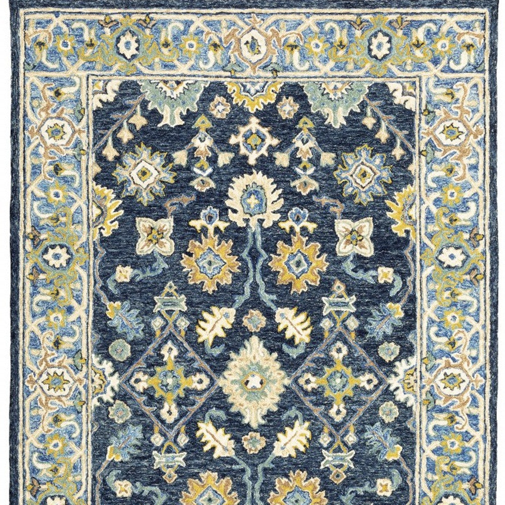 3'X8' Navy And Blue Bohemian Area  Rug