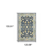 3'X8' Navy And Blue Bohemian Area  Rug