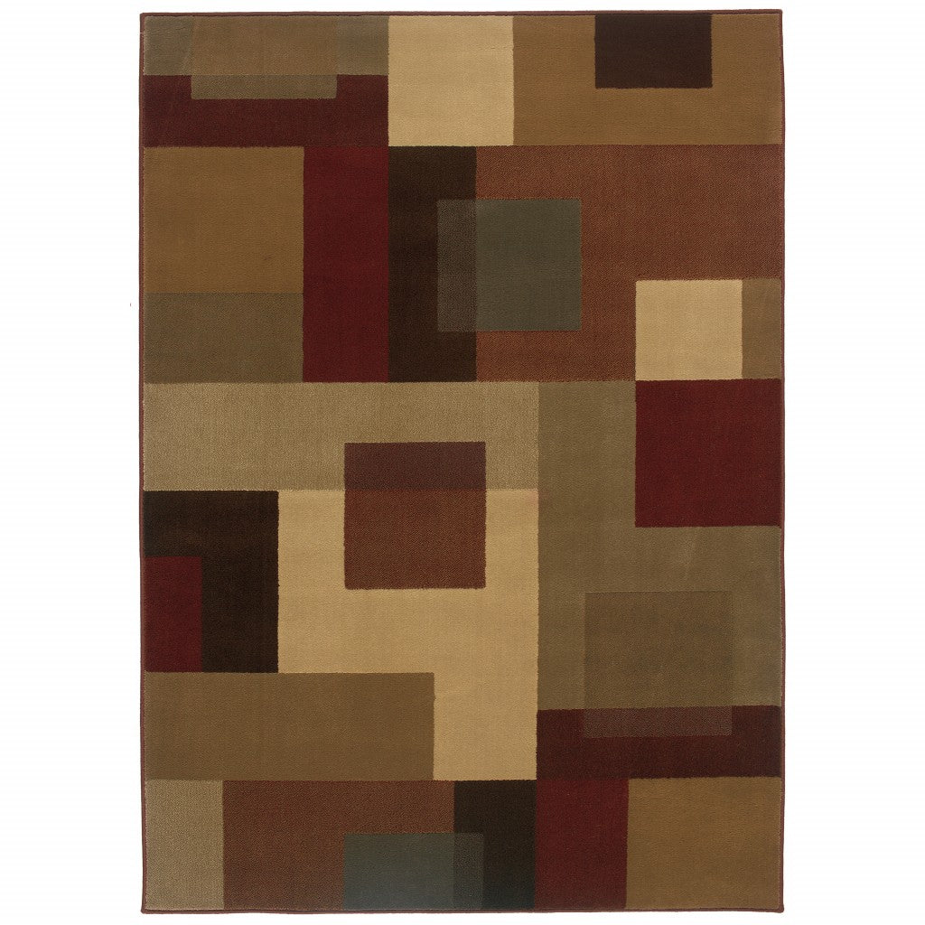 3'X4' Red And Tan Geometric Area Rug