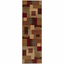 3'X4' Red And Tan Geometric Area Rug