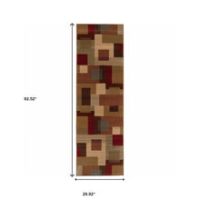 3'X4' Red And Tan Geometric Area Rug
