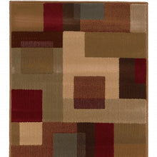 3'X4' Red And Tan Geometric Area Rug