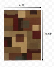 3'X4' Red And Tan Geometric Area Rug