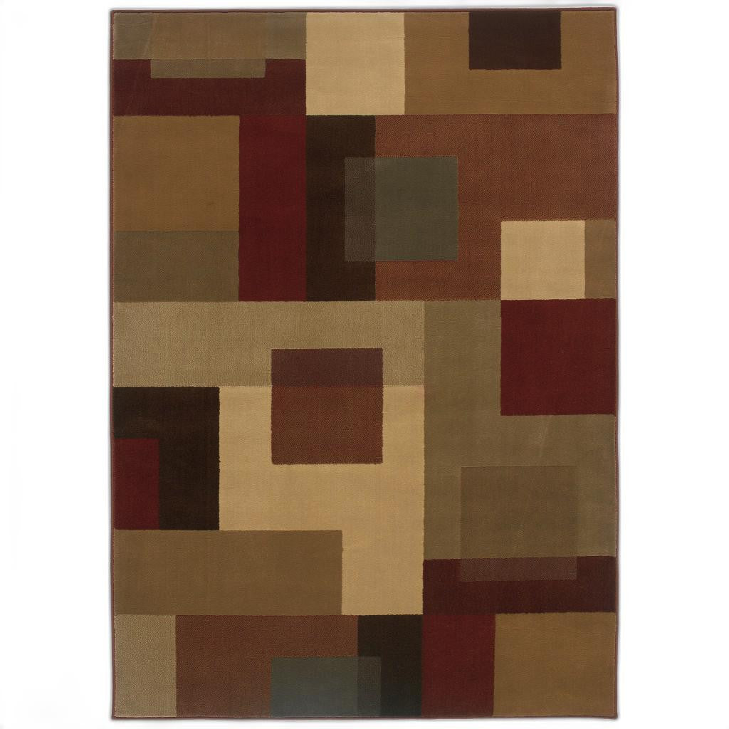 3'X4' Red And Tan Geometric Area Rug