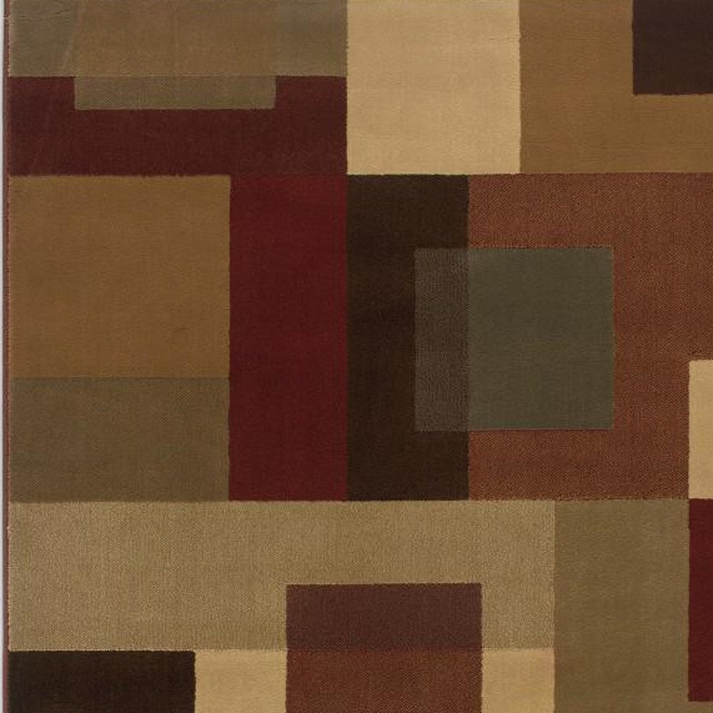 3'X4' Red And Tan Geometric Area Rug