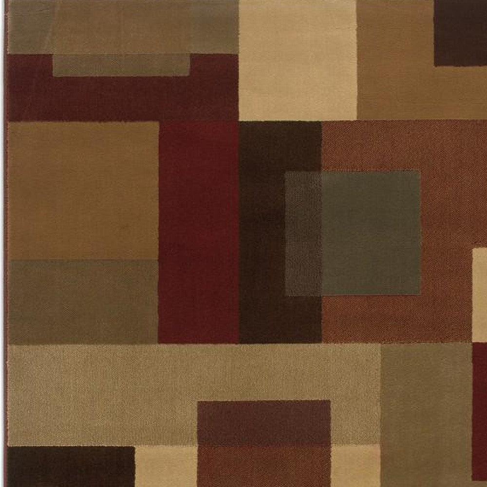 3'X4' Red And Tan Geometric Area Rug