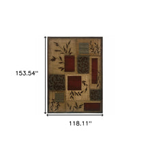 3'X8' Beige And Red Floral Runner Rug