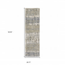Grey And Ivory Abstract Lines  Runner Rug - 2' x 8'