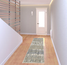 Grey And Ivory Abstract Lines  Runner Rug - 2' x 8'