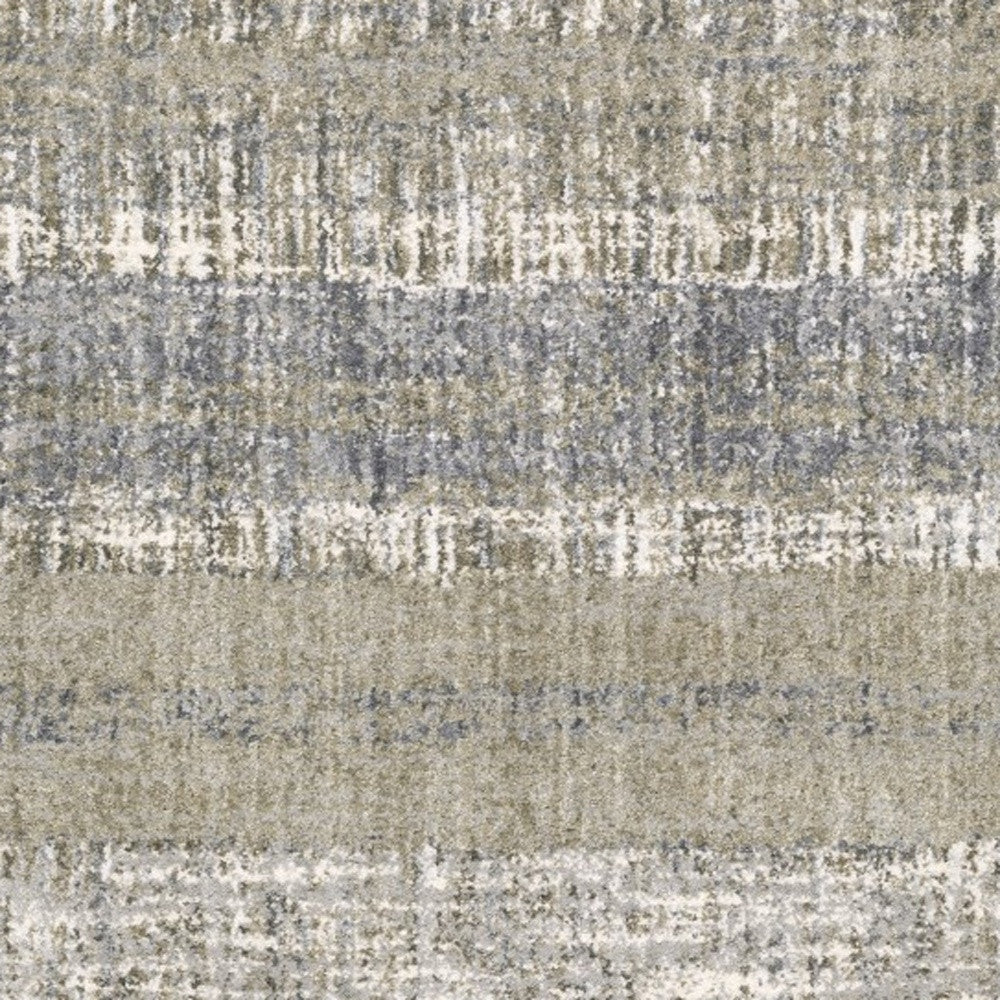 Grey And Ivory Abstract Lines  Runner Rug - 2' x 8'