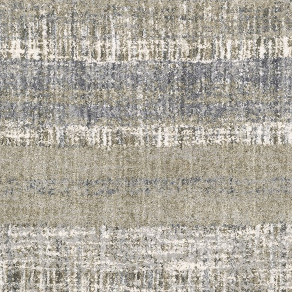 Grey And Ivory Abstract Lines  Runner Rug - 2' x 8'