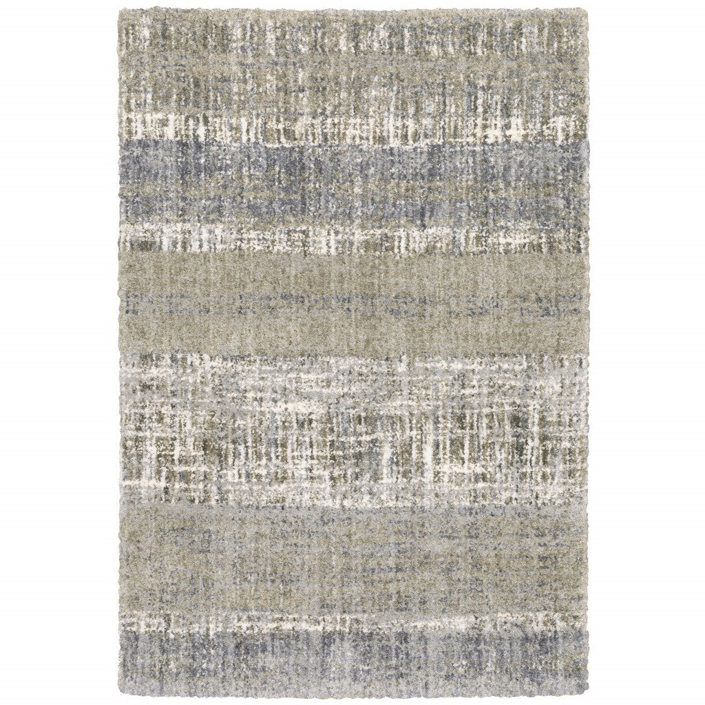 Grey And Ivory Abstract Lines  Runner Rug - 2' x 8'