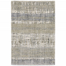 Grey And Ivory Abstract Lines  Runner Rug - 2' x 8'
