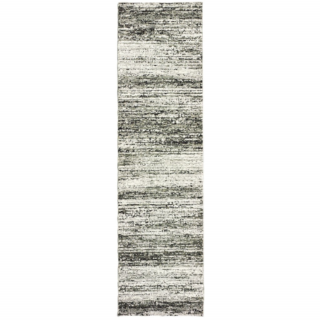 Ash And Slate Abstract Runner Rug - 2'x 8'