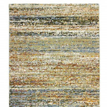 2'X8' Gold And Green Abstract Runner Rug