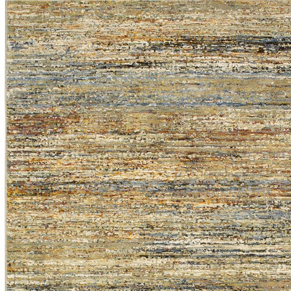 2'X8' Gold And Green Abstract Runner Rug