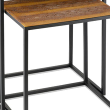 Set Of 2 Rectangular Black Powder Coated Frame And Rattlesnake Faux Leather Top Nesting End Tables