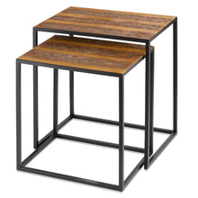 Set Of 2 Rectangular Black Powder Coated Frame And Rattlesnake Faux Leather Top Nesting End Tables