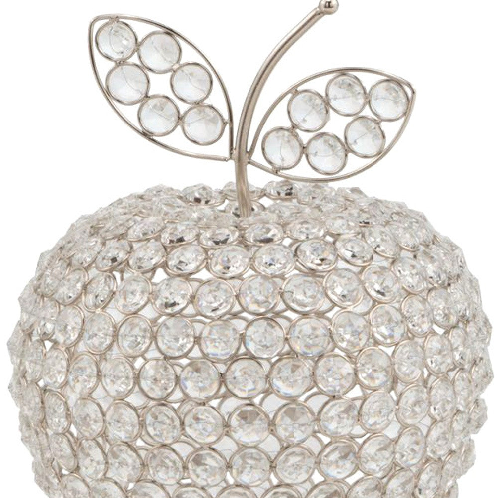 11" Silver Apple Faux Crystal Sculpture